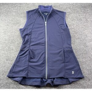 Sofibella Women's Tennis Full Zip Vest Size XL Blue Pleated EUC